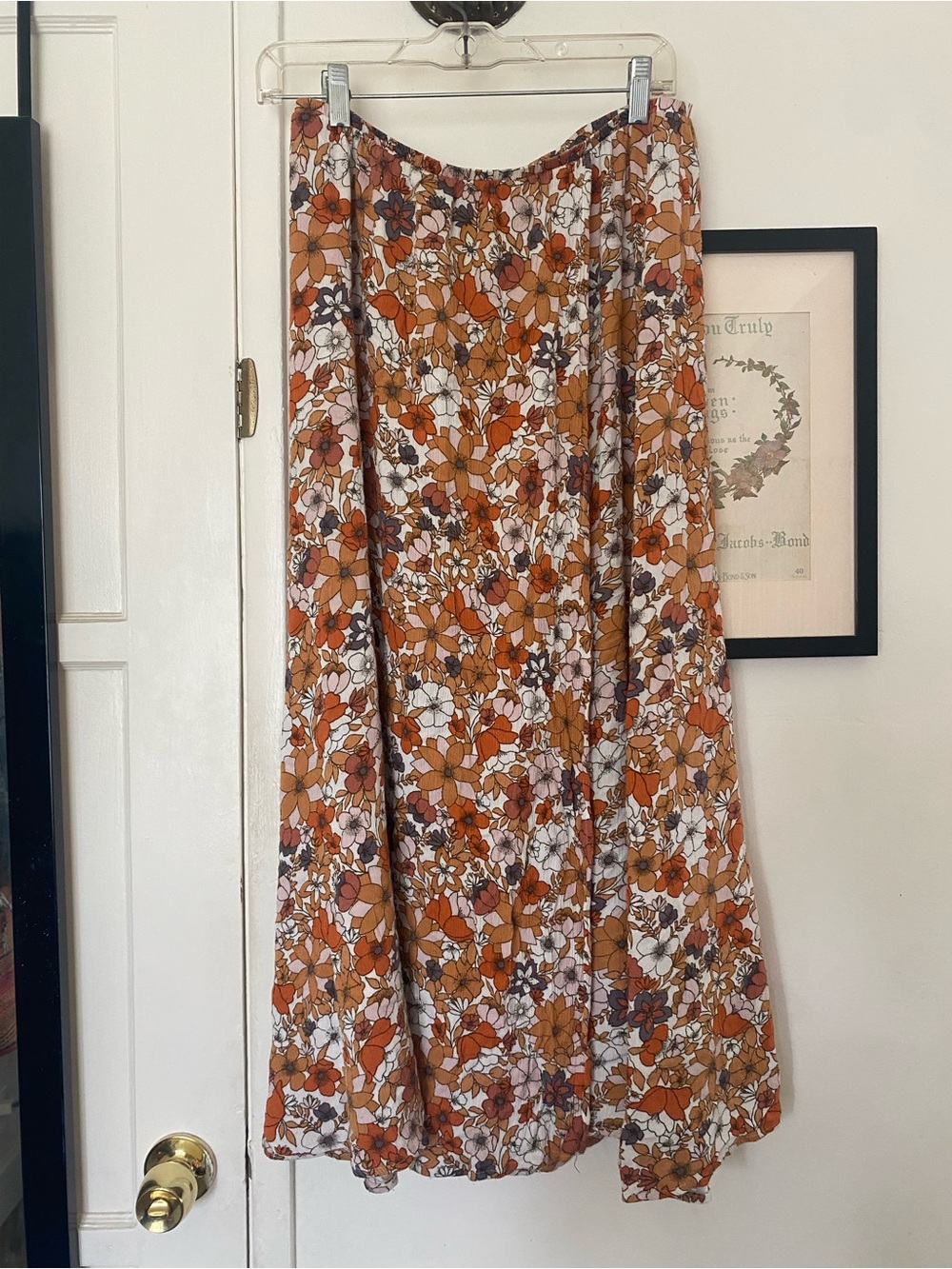 Floral faux wrap maxi skirt